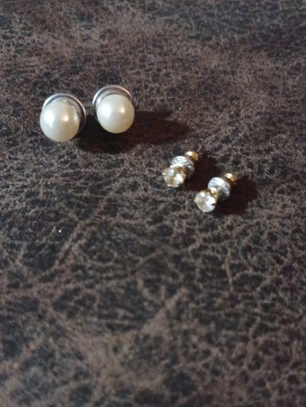 4/$30 Classic Pearl and Crystal Stud Earrings - Set Of 2 Pairs